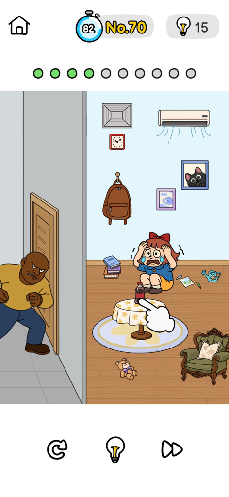 Brain Out 3 - 泣いている女の子とドアから覗いている男性を描いたBrain Out 3の脳トレパズルレベル