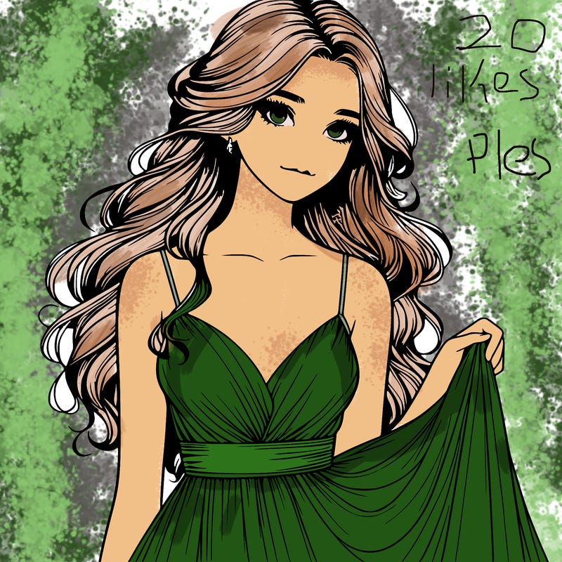 realistic girl in flowy silky prom dress