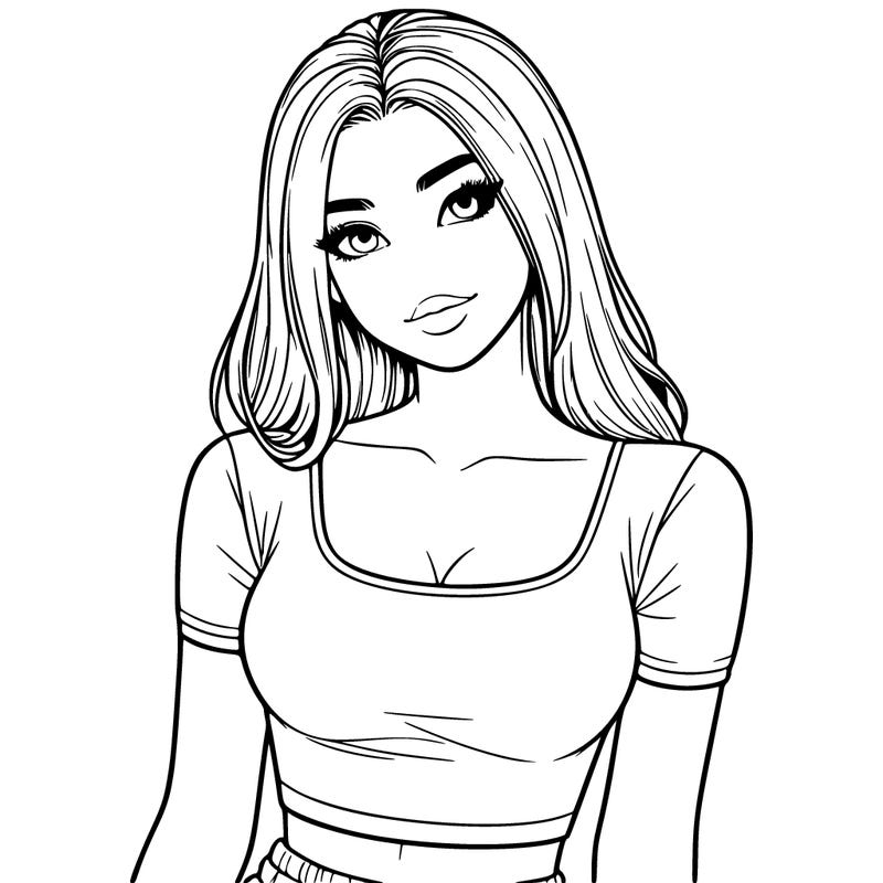 realistic girl with crop top