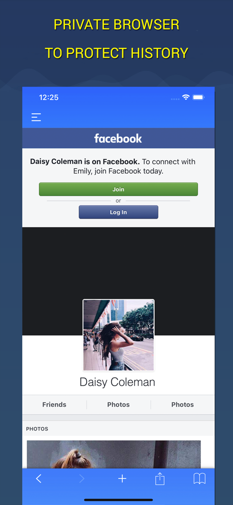 Secure Calculator Vault private browser interface showing a protected web session