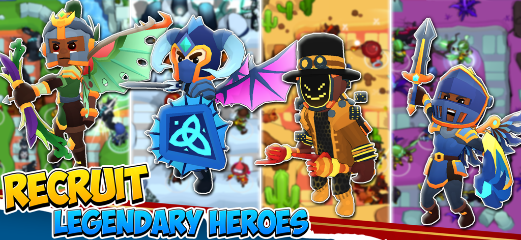 Idle Hero TD Tower Defense RPG - A group of diverse fantasy heroes to recruit in Idle Hero TD Tower Defense RPG