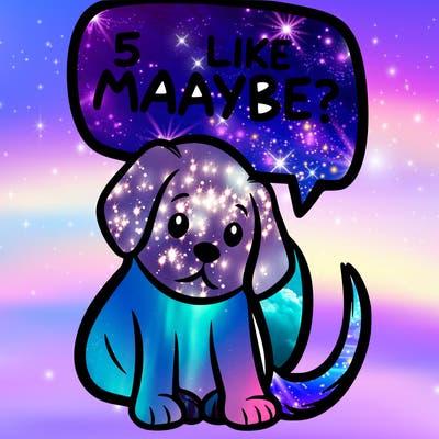 a puppy that says 5 like maybe