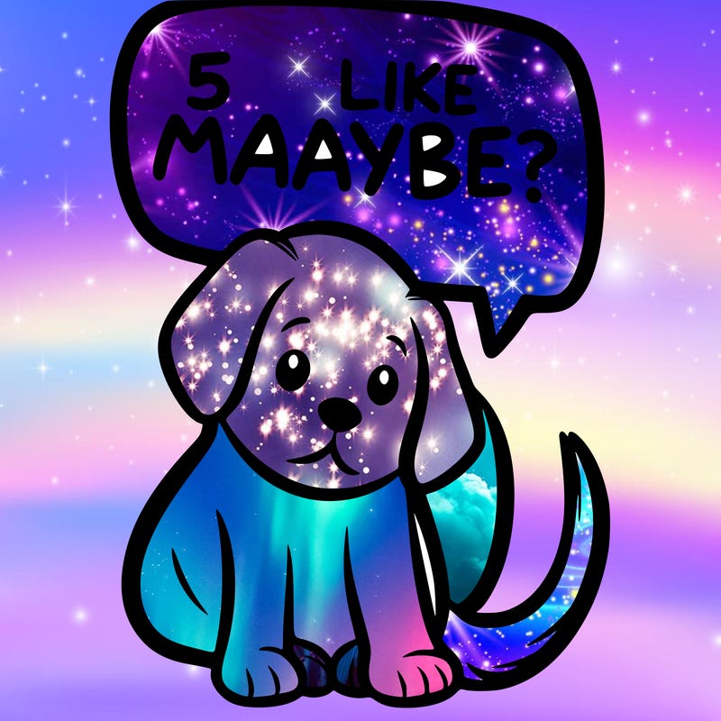 a puppy that says 5 like maybe