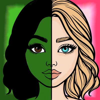 realistic girl split half