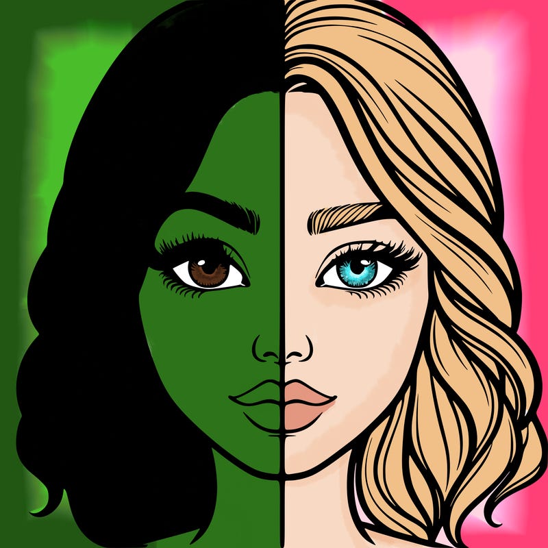 realistic girl split half