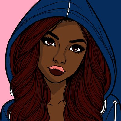 realistic beautiful girl with a hood on