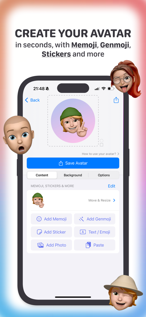 Memoji Avatar Maker • Likeness - Memoji Avatar Maker Likeness app screen for creating custom profile pictures