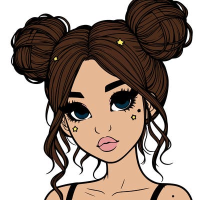 realistic girl with space buns