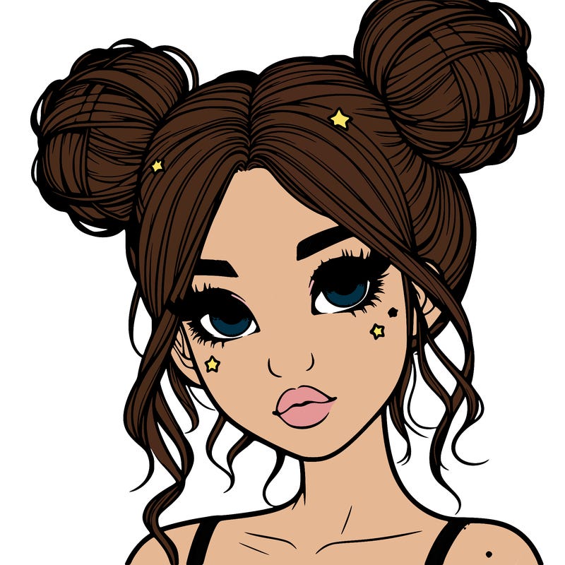 realistic girl with space buns