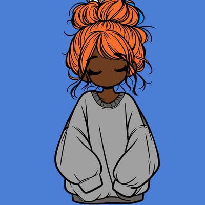 girl with baggy sweatshirt and messy bun