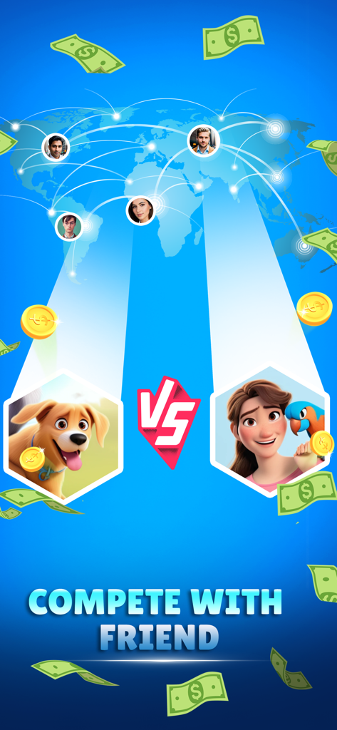 Blocks Blast: Win Real Money - Competitive multiplayer screen in Blocks Blast showing two players in a head to head match for real money