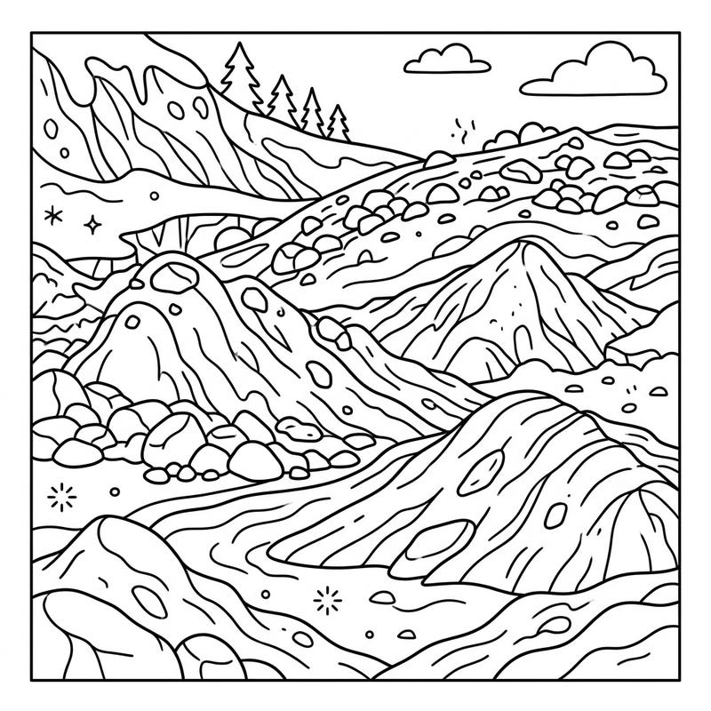 Dive into the fascinating world of geology with this captivating moraines coloring page designed for kids. Little artists will love bringing this ancient glacial landscape to life with their favorite colors.