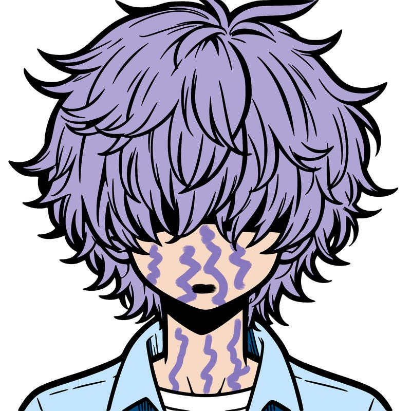 manga boy fluffy hair covering his eyes