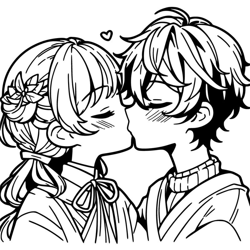 anime girl and boy kissing