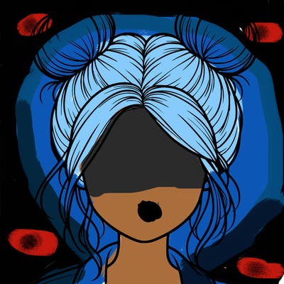 realistic girl with buns on the top of her hair