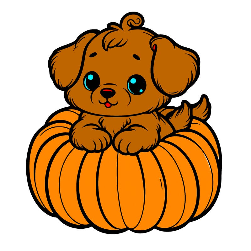 cute little puppy in a pumpkin