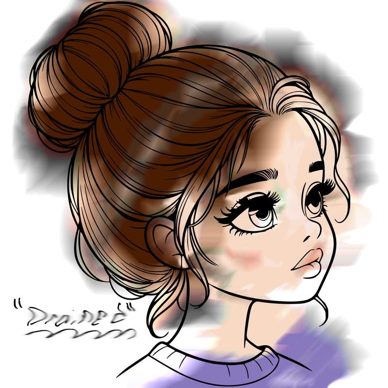 realistic girl with bun