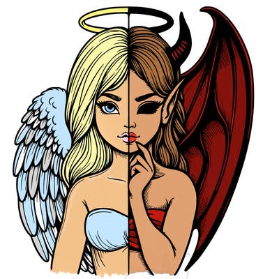 realistic angel half demon