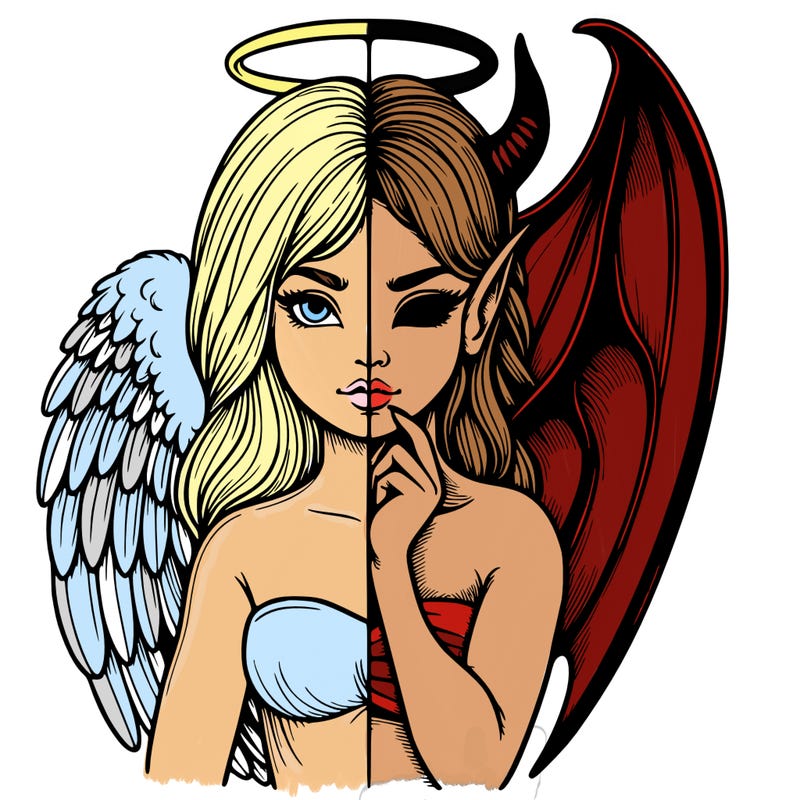 realistic angel half demon