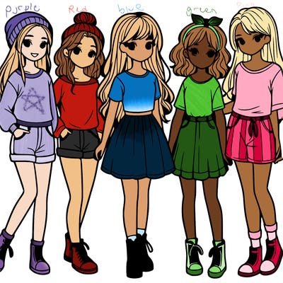 a group of five girls