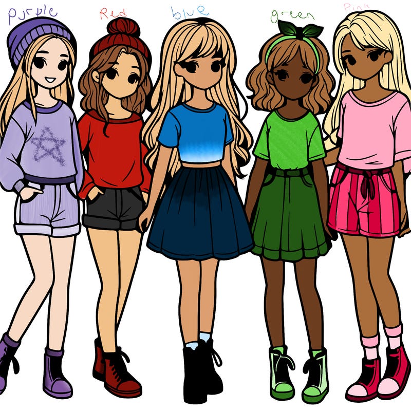 a group of five girls