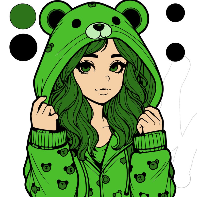 realistic girl in a animal pjs hoodie