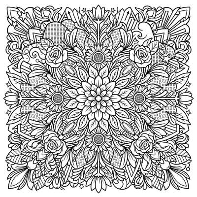 Immerse yourself in a dynamic Pop Art Floral Mandala, designed to spark your imagination. This intricate coloring page blends botanical beauty with bold, graphic elements for a truly unique experience.