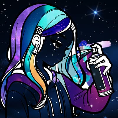 a realistic girl spray painting