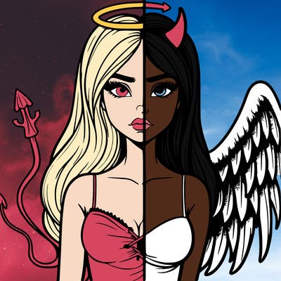devil vs angel realistic girl
