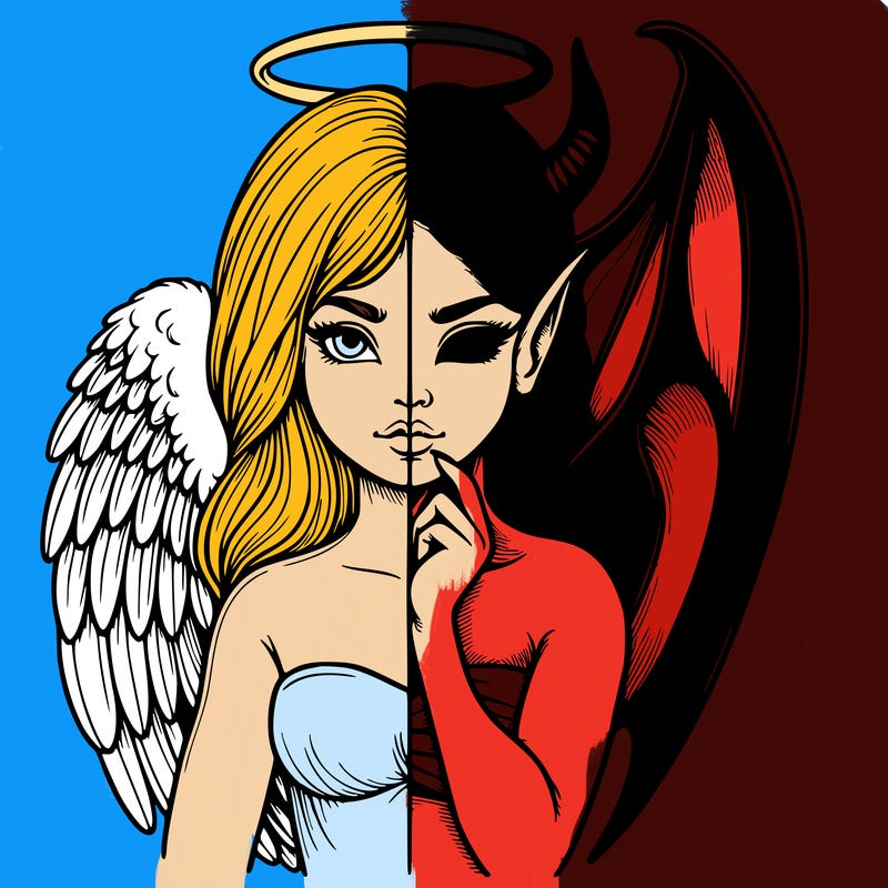 realistic angel half demon