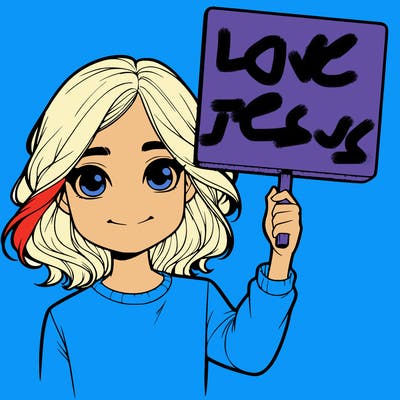 realistic girl holding up a sign