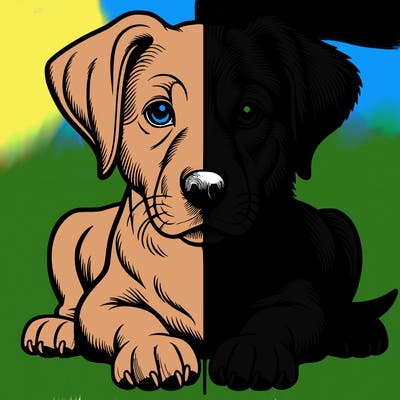realistic dog split picture