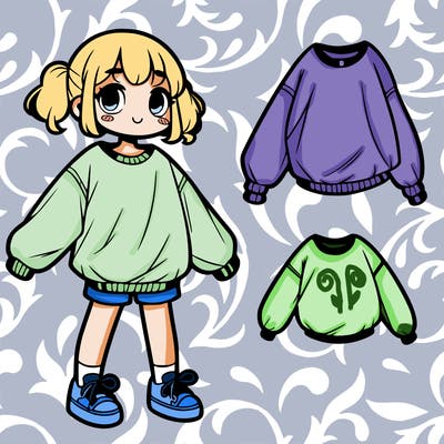 girl with baggy shirt