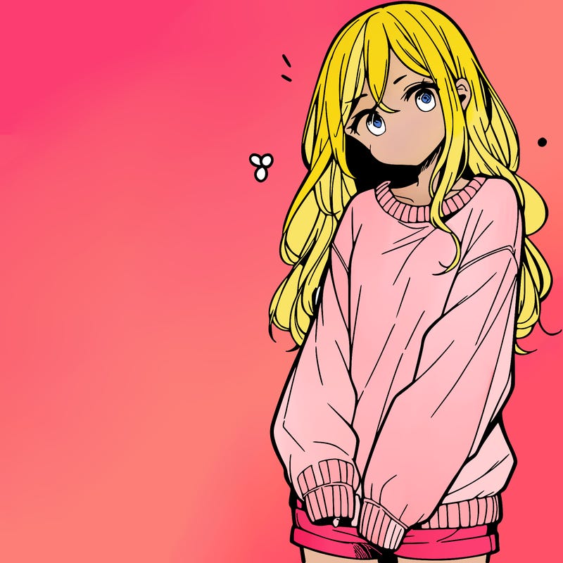 manga teen girl  in a sweater and baggy pants