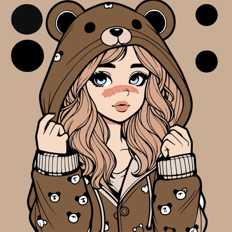 realistic girl in a animal pjs hoodie