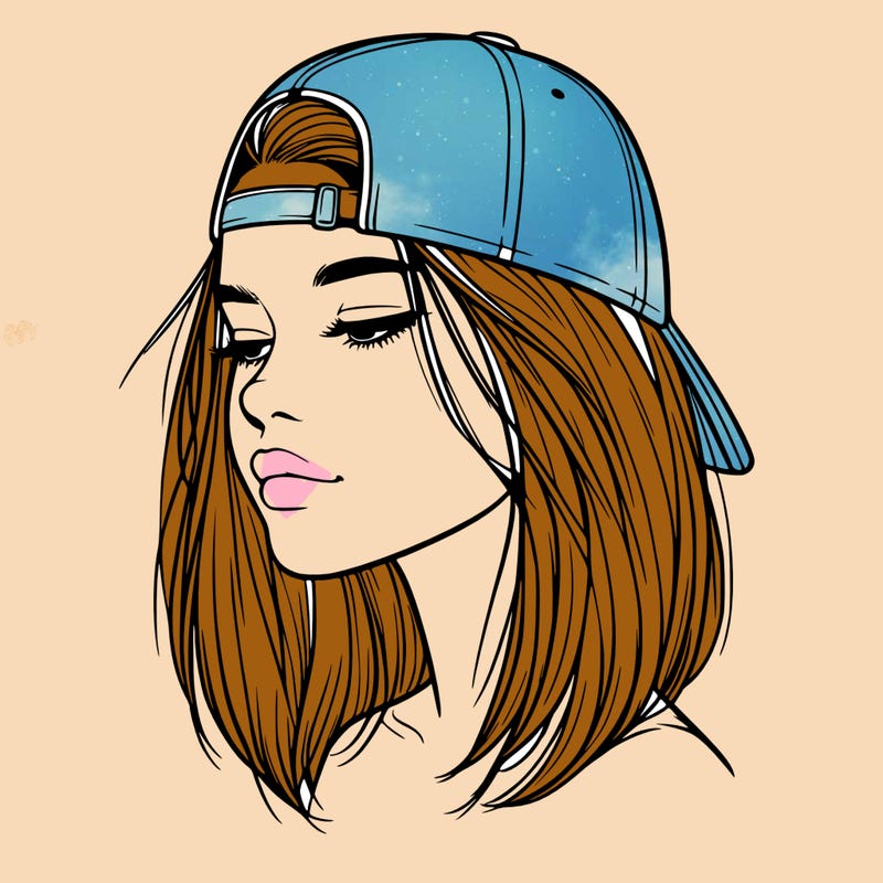 realistic  girl with a backwards hat