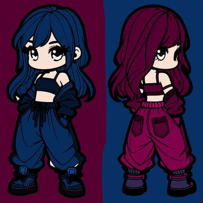 girl in crop top and baggy pants