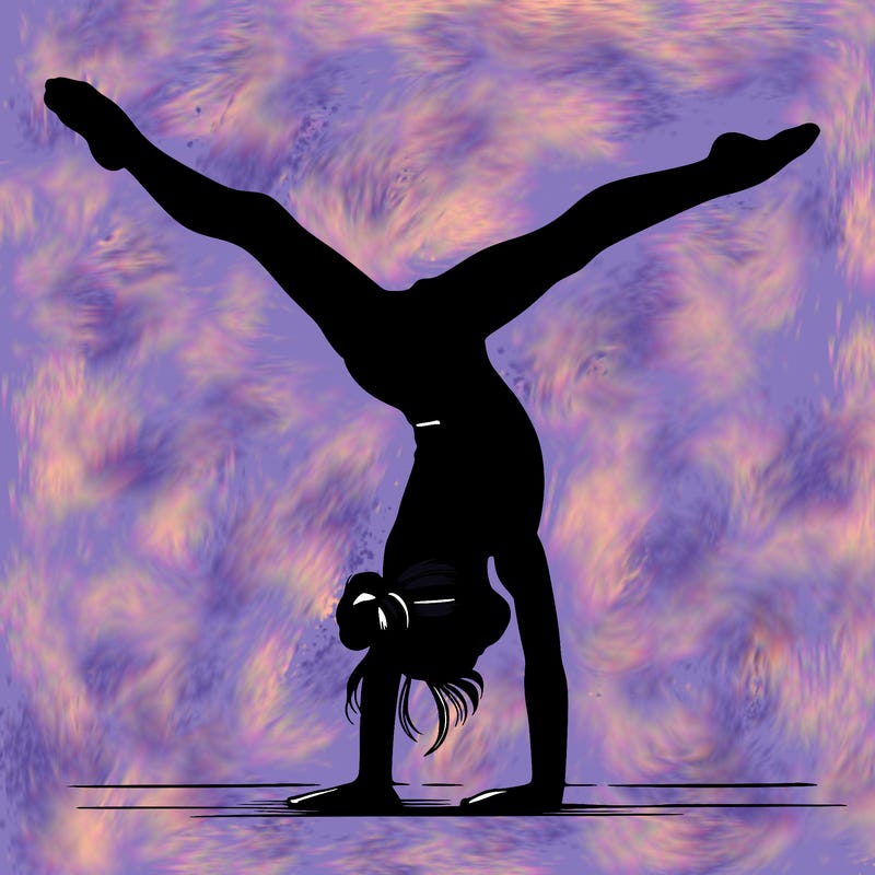 realistic gymnastic hand stand girl in four splits