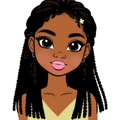a realistic black girl with braids