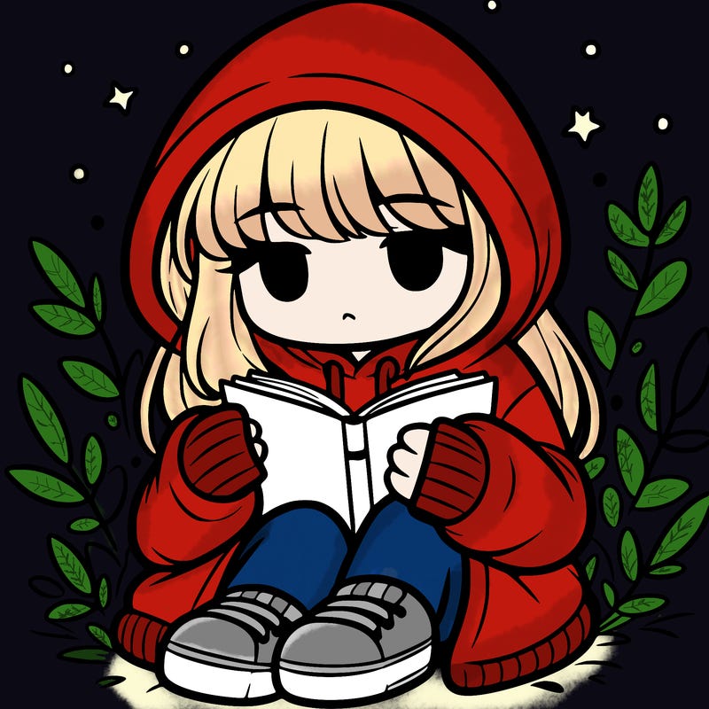 girl in oversized hoodie reading a book