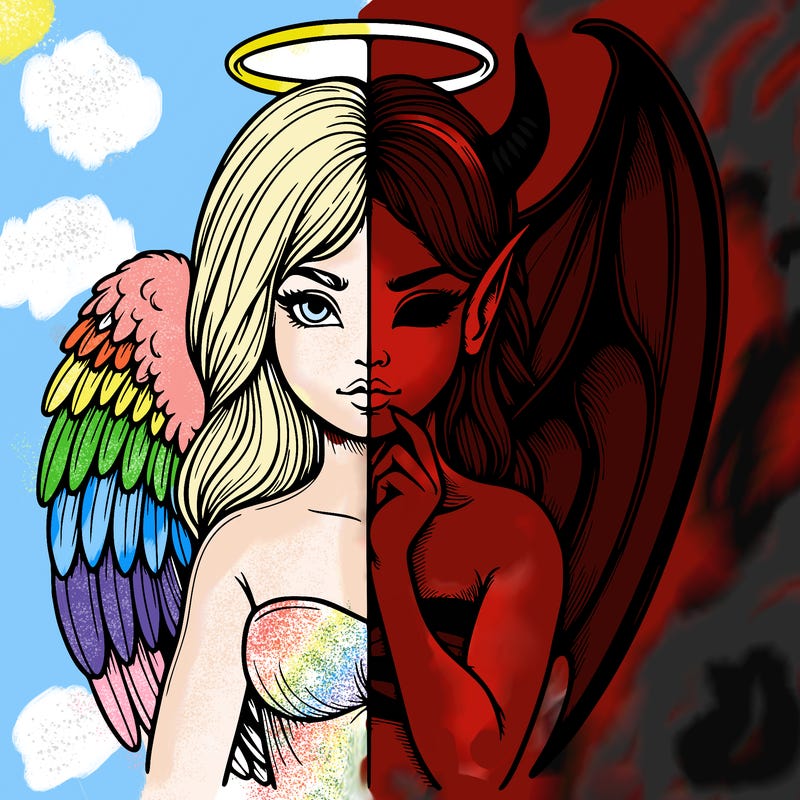 realistic angel half demon