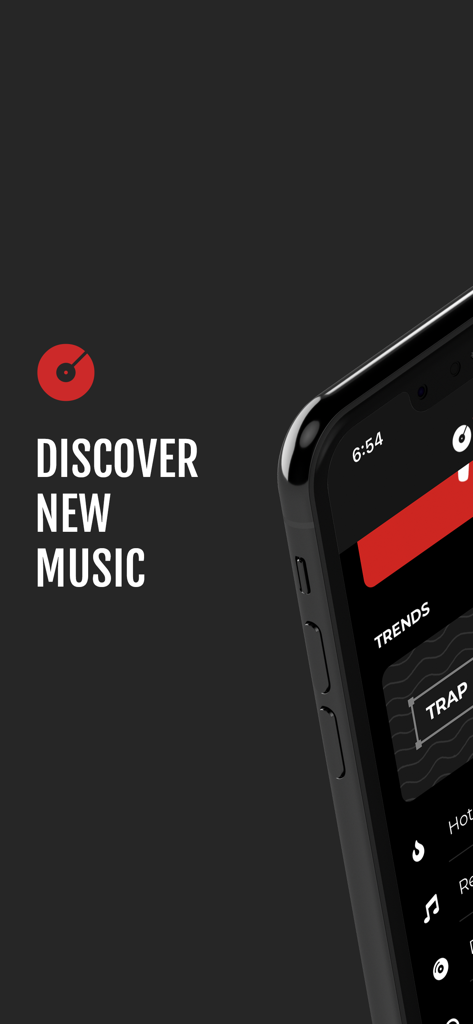 DJcity - DJcity mobile app interface on a smartphone with the text Discover New Music