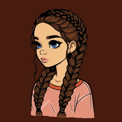 realistic girl with braids