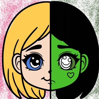 girl with a good side and a bad side spilt