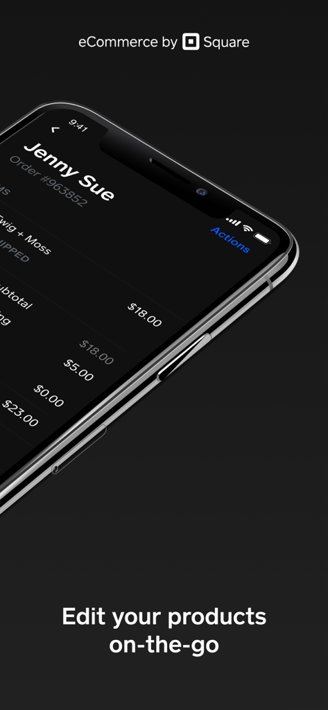 Ein Smartphone zeigt einen Bildschirm mit Details zu Kundenbestellungen in der Weebly by Square App.