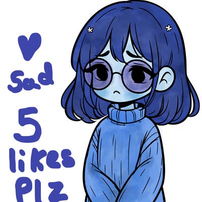 sad girl with glasses in a sweater