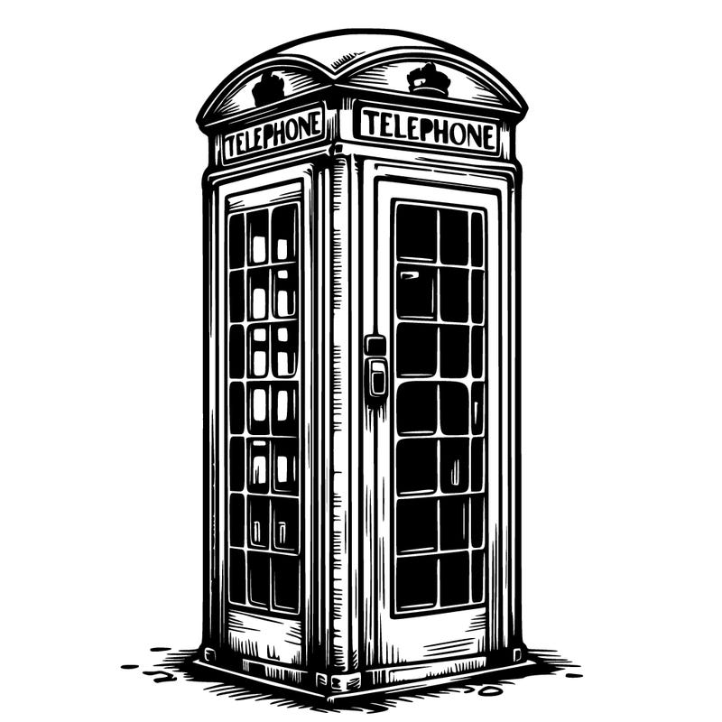 a realistic and detailed old london telephone booth