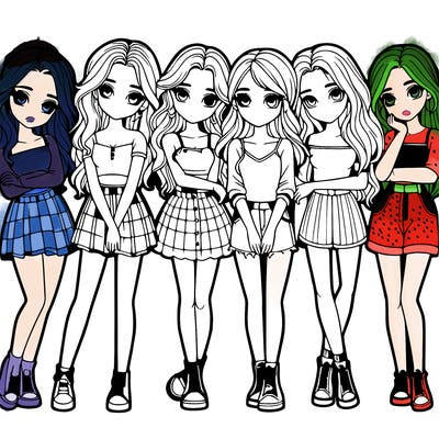 a group of girls realistic