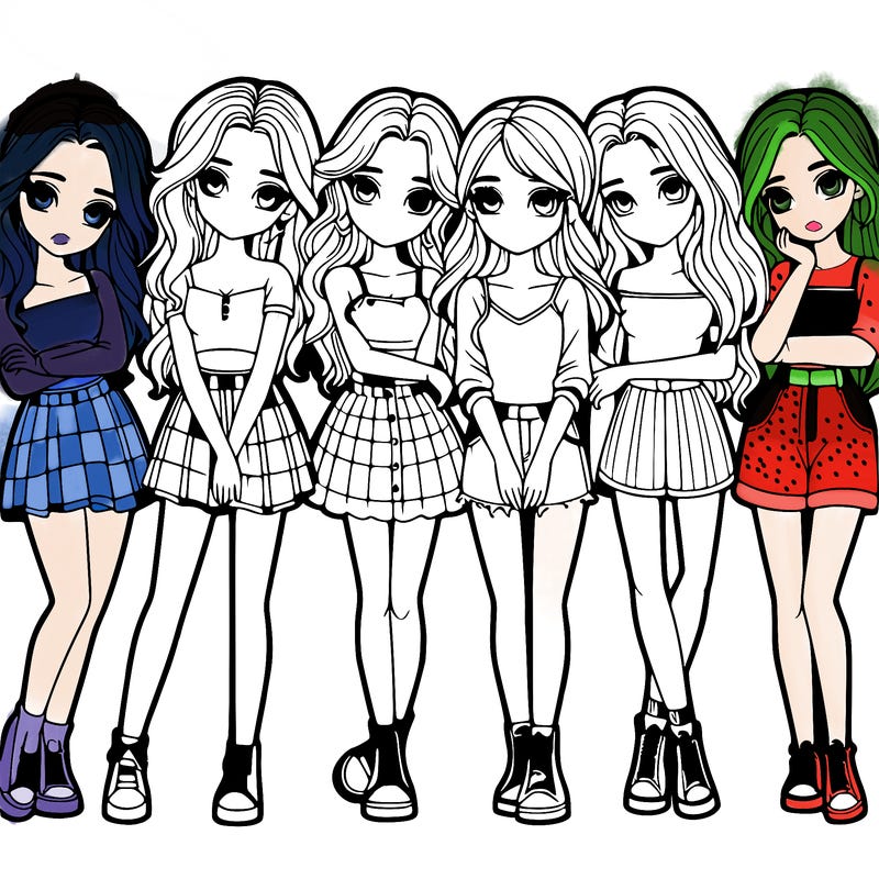 a group of girls realistic