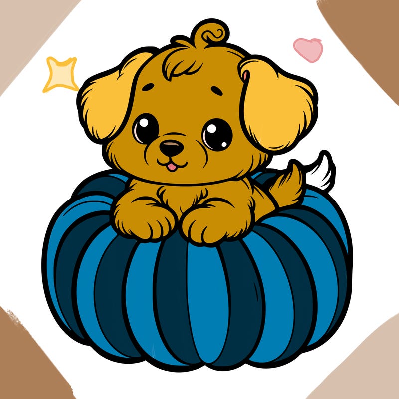 cute little puppy in a pumpkin